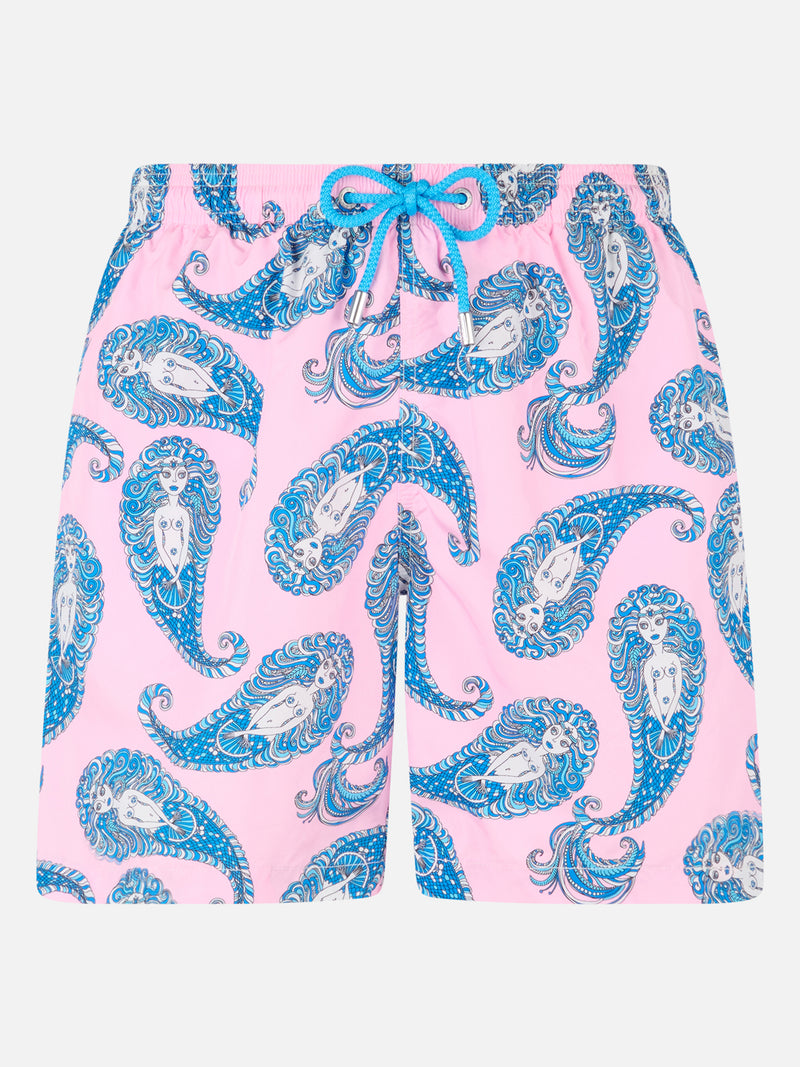 Herren-Badeshorts Lighting aus leichtem Stoff mit Paisley-Print