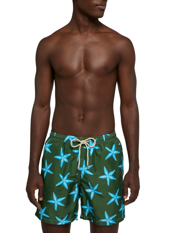 Lightweight fabric swim-shorts Lighting with starfish print - MC2 Saint Barth
