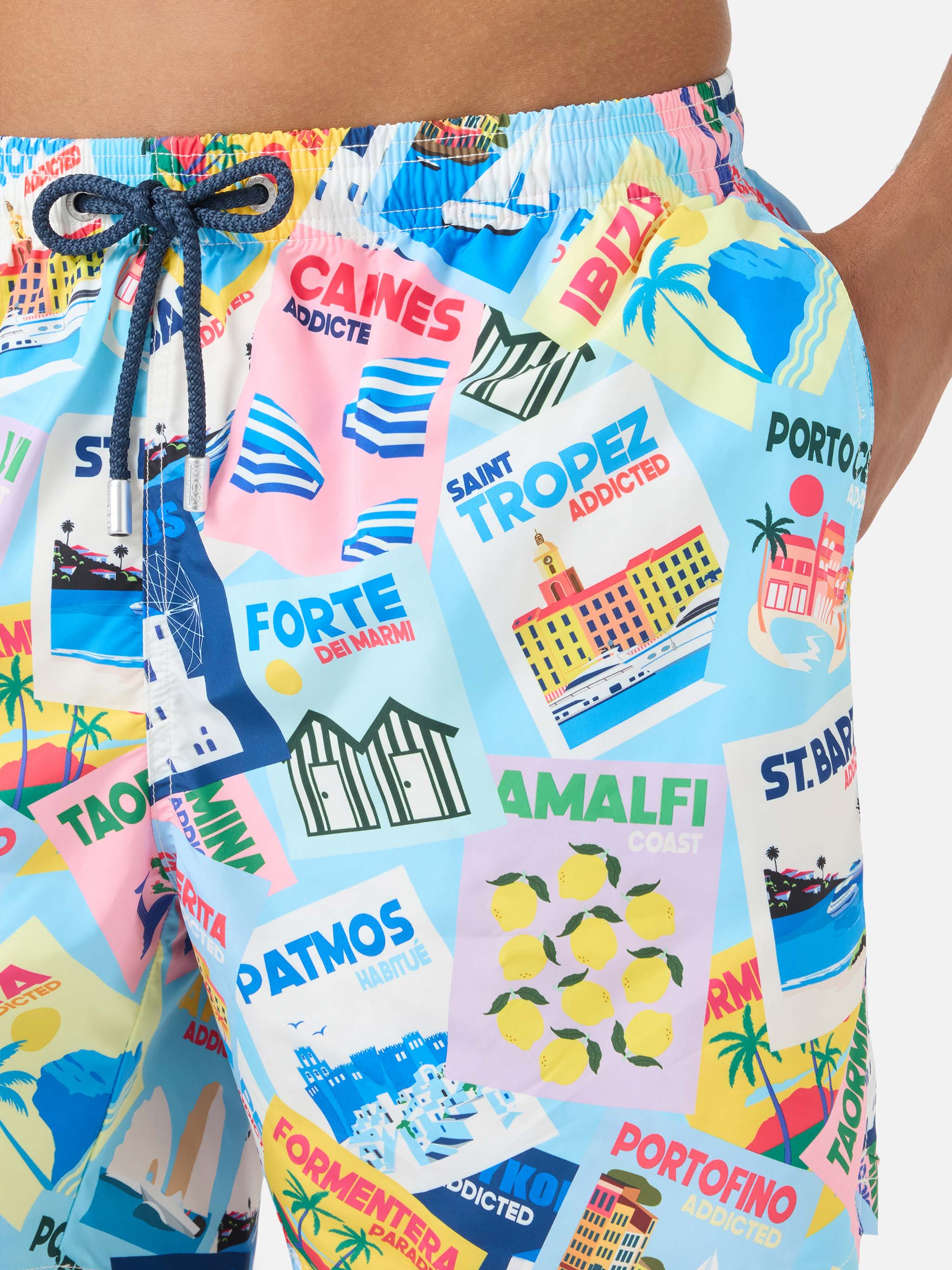 Man Lighting Mid-Length Swim Shorts – Quick-Drying, Postcard All