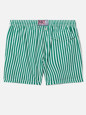 Green striped Lighting swim shorts with St. Barth embroidery