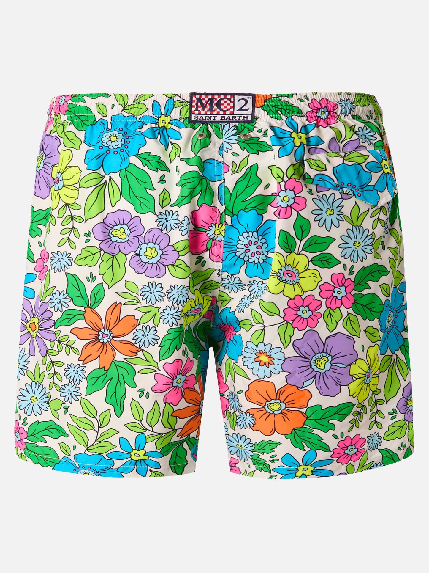 Leichte Badehose aus leuchtendem Stoff mit Blumenmuster