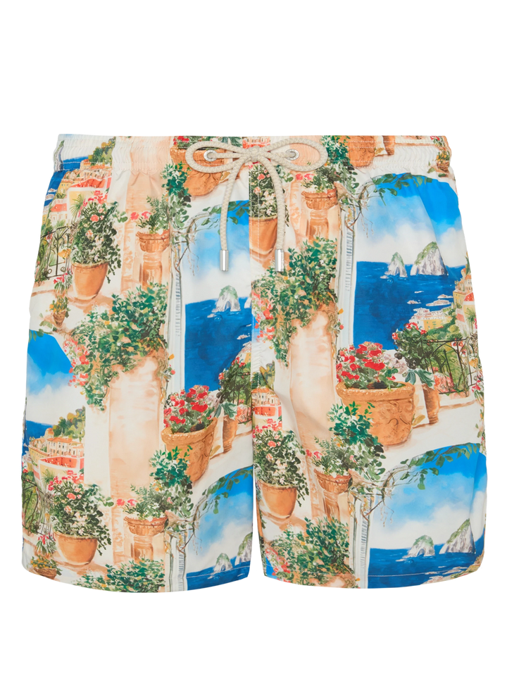 Lightweight fabric swim-shorts Lighting with Capri view print | AI CO-CREATED DESIGN BY RICKDICK - POWERED BY RED-EYE - MC2 Saint Barth