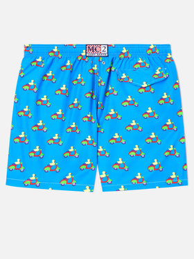 Short de bain bleu avec imprimé canards sur scooters | Special Edition 