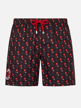 Badeshorts aus leichtem Stoff für Herren mit Milan-Logo-Aufdruck und Patch | AC MILAN SPECIAL EDITION
