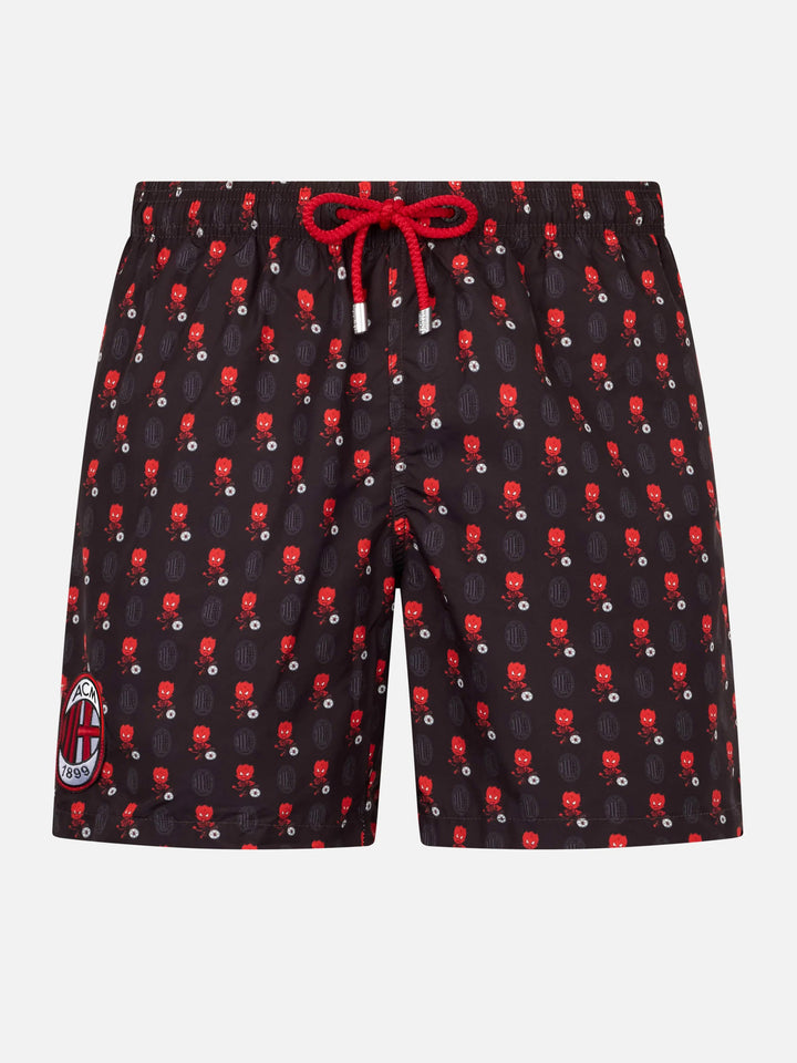 Badeshorts aus leichtem Stoff für Herren mit Milan-Logo-Aufdruck und Patch | AC MILAN SPECIAL EDITION