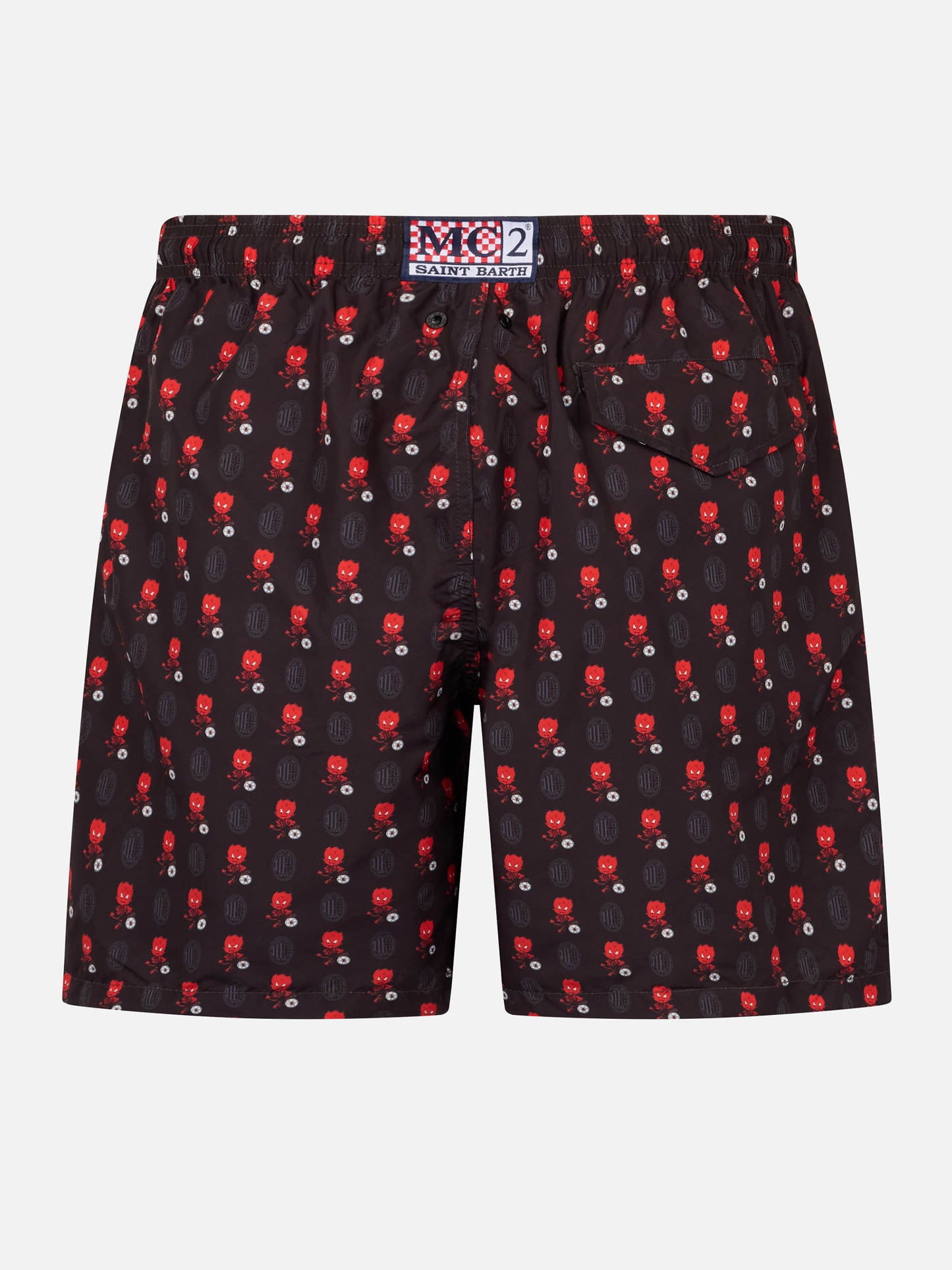 Badeshorts aus leichtem Stoff für Herren mit Milan-Logo-Aufdruck und Patch | AC MILAN SPECIAL EDITION