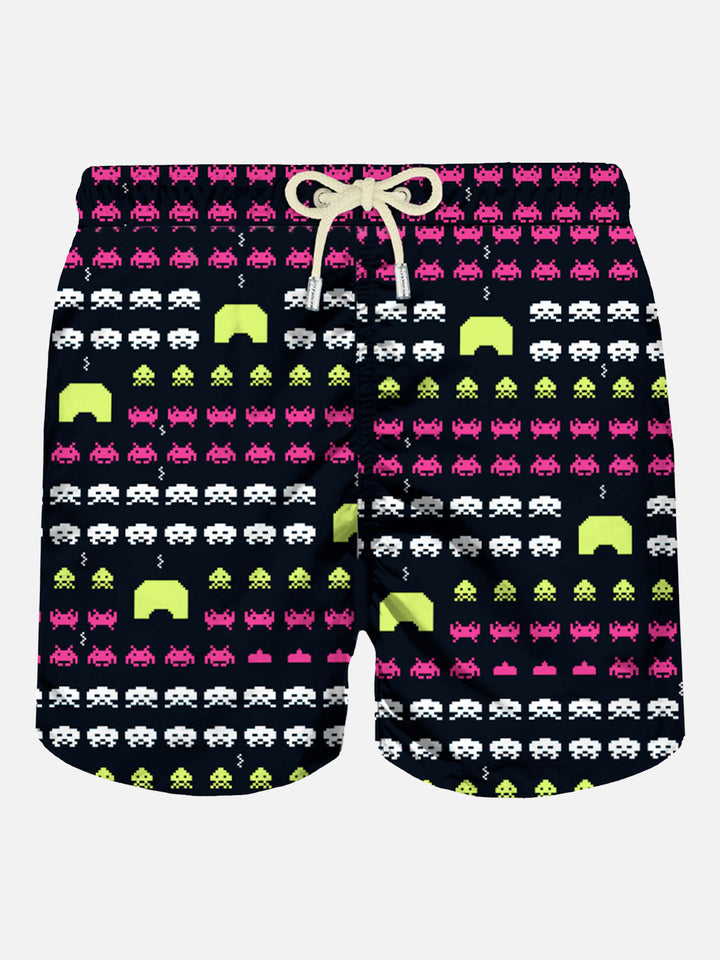 Herren-Badeshorts aus leichtem Stoff mit Weltraum-Print