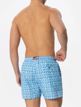 Herren-Badeshorts aus leichtem Stoff mit Pilz-Print