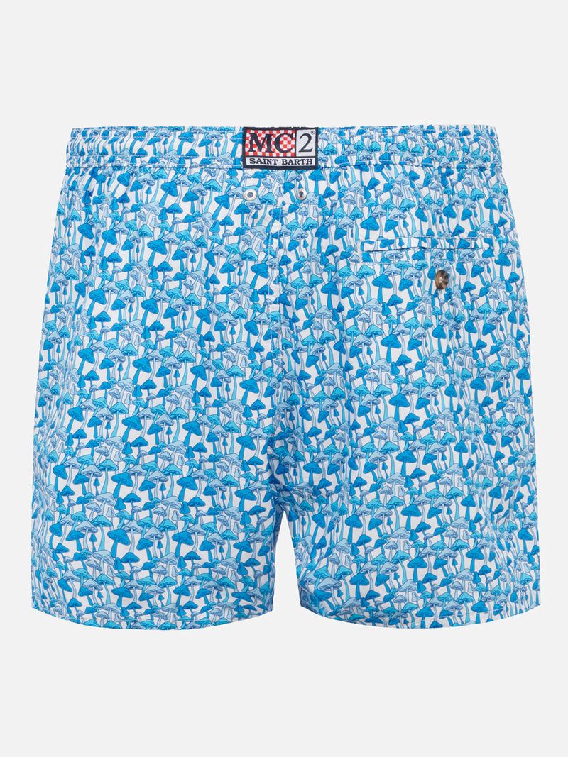 Herren-Badeshorts aus leichtem Stoff mit Pilz-Print