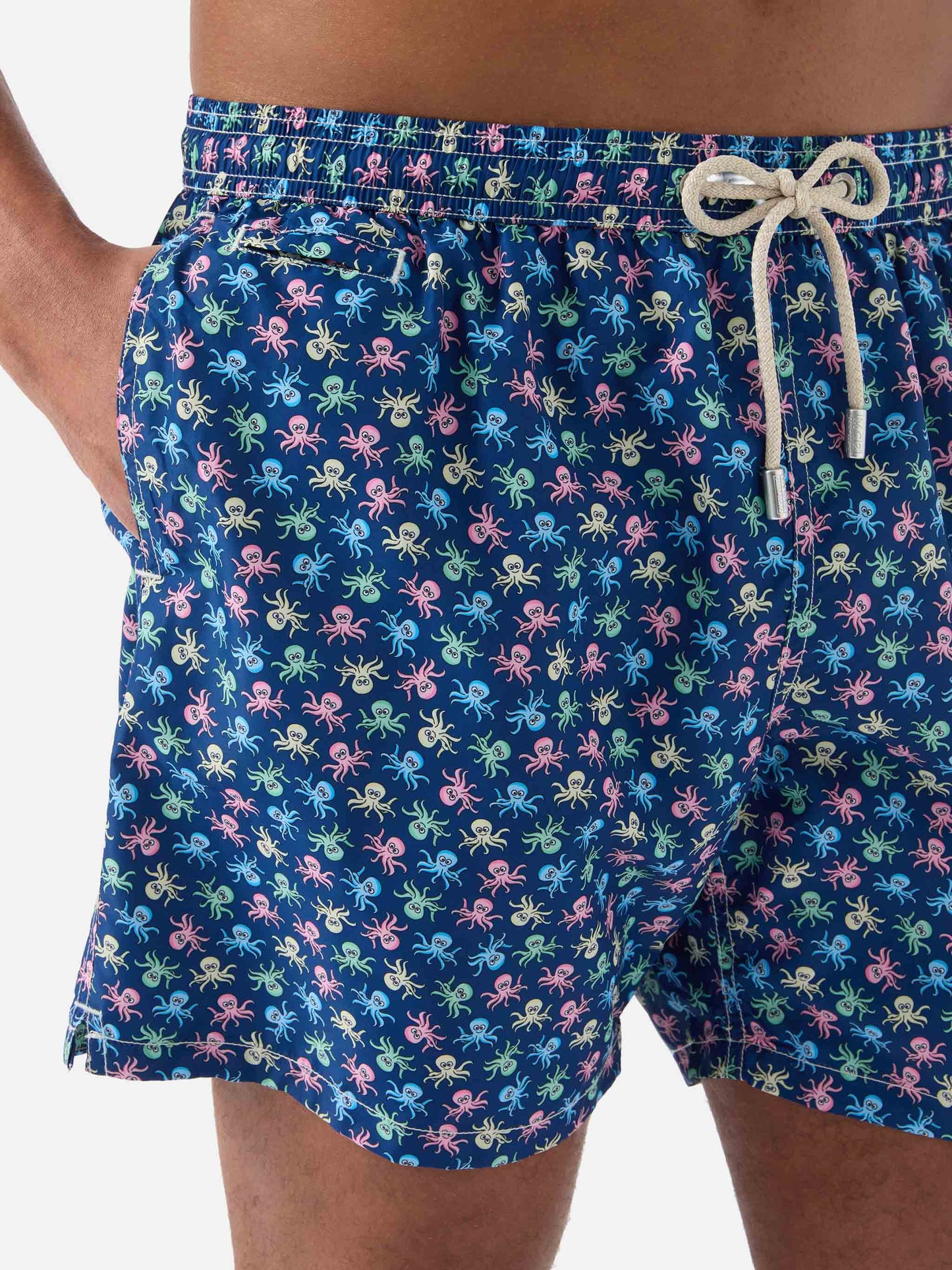 Navy Lighting Micro swim shorts with octopus all-over print