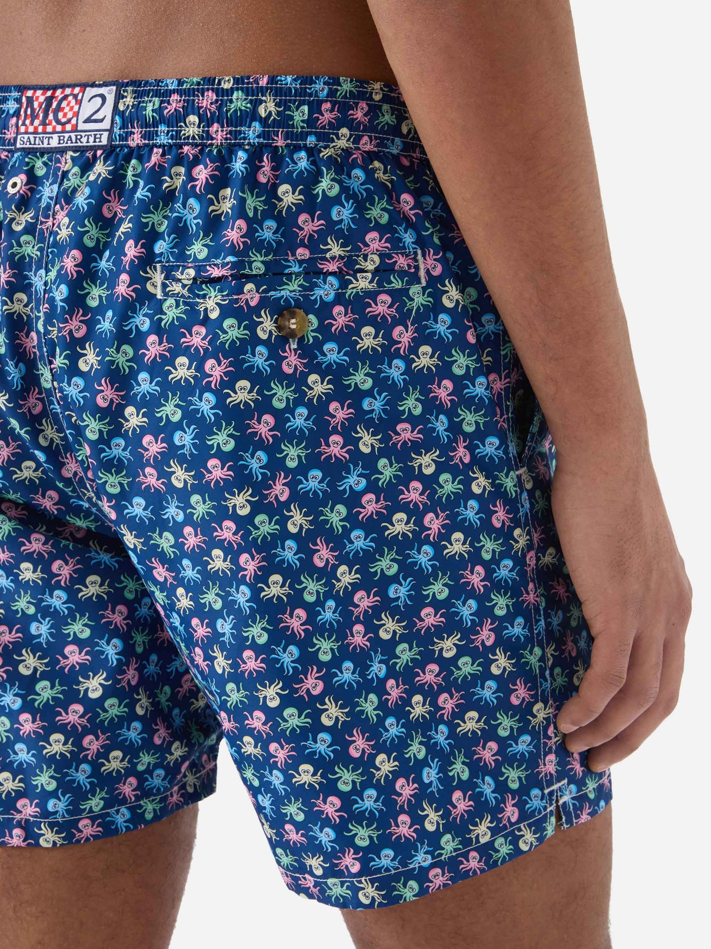 Navy Lighting Micro swim shorts with octopus all-over print