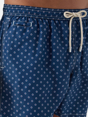Navy Lighting Micro swim shorts with mini lifebuoy print