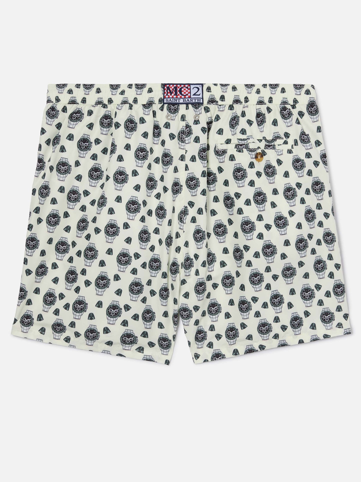 White Lighting Micro swim shorts with watch in the night print