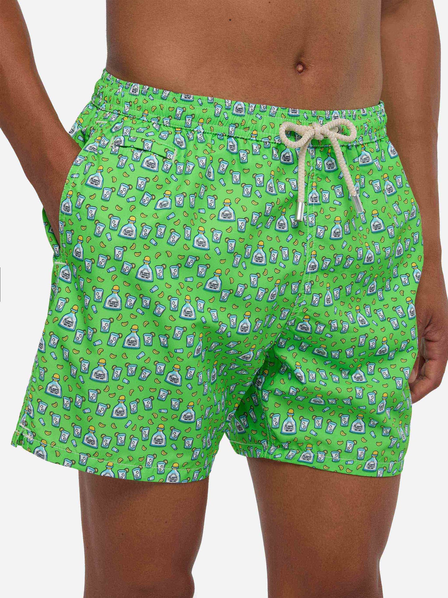 Costume da bagno da uomo in tessuto leggero con stampa tequila