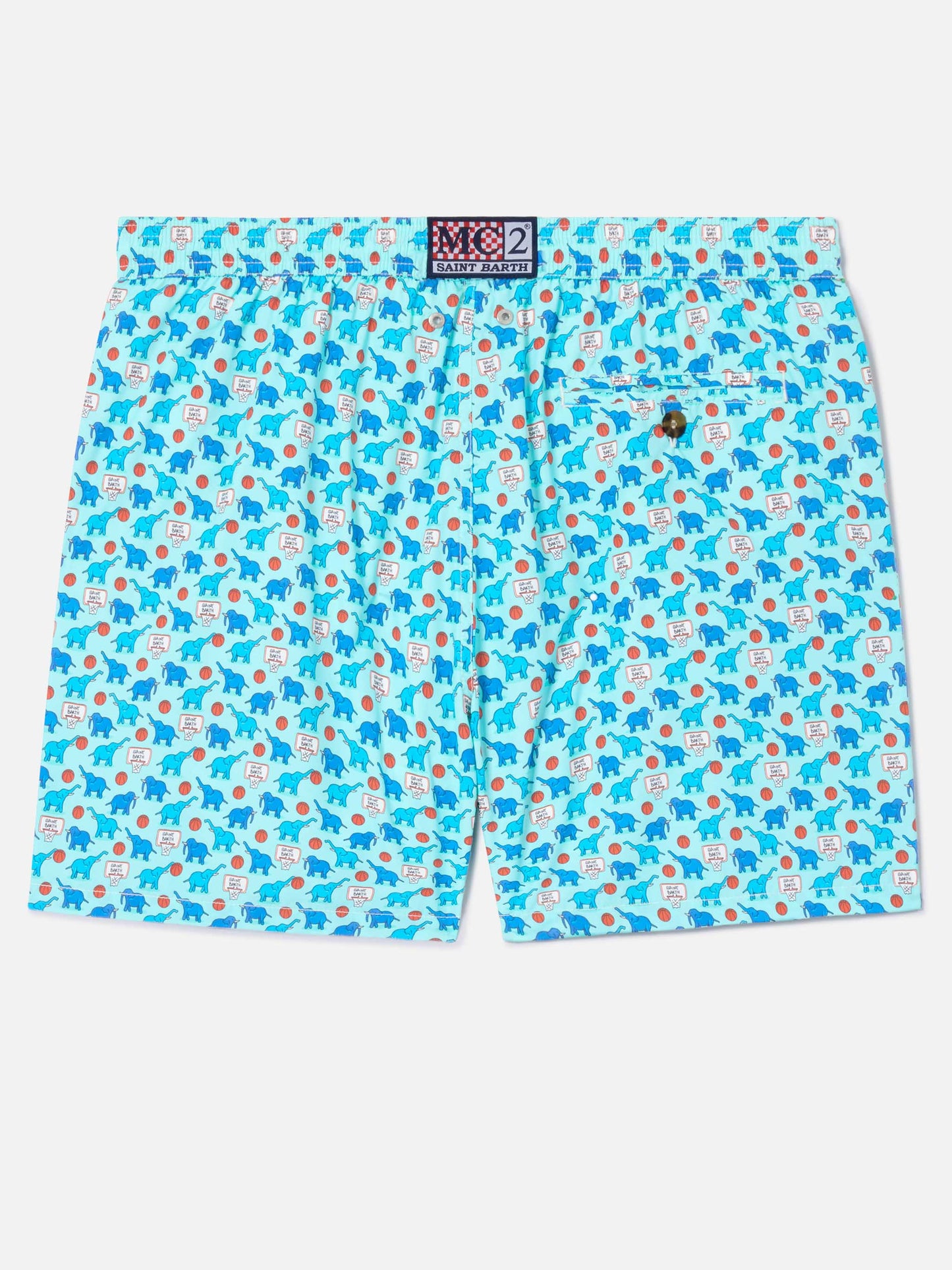 Short de bain Lighting Micro Fantasy en tissu technique avec motif éléphant bleu et multicolore 