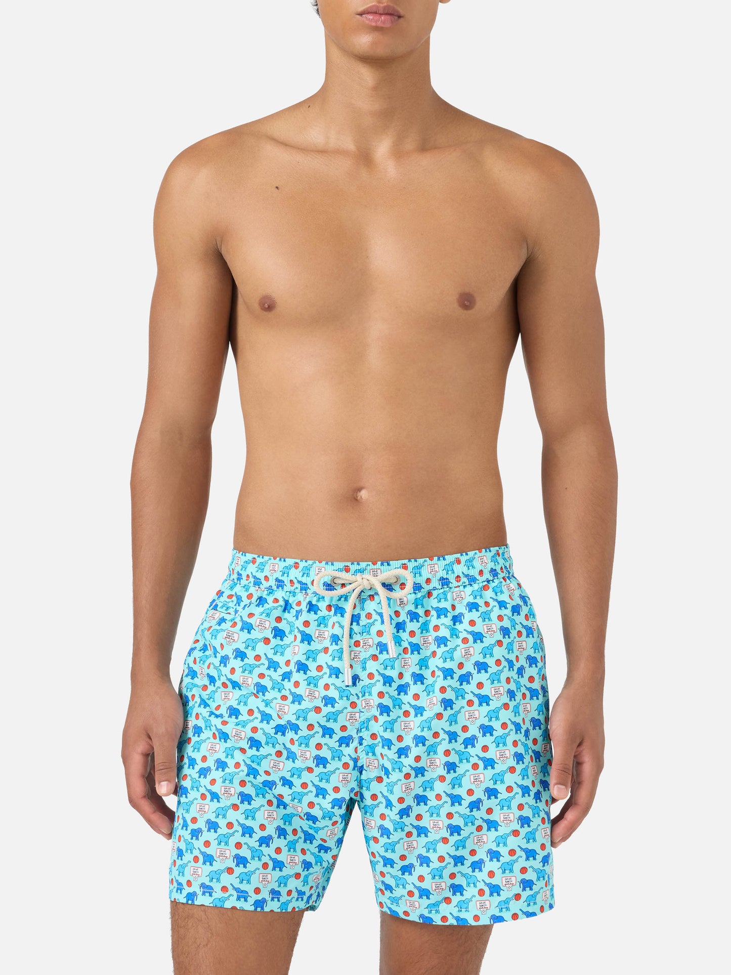 Short de bain Lighting Micro Fantasy en tissu technique avec motif éléphant bleu et multicolore 