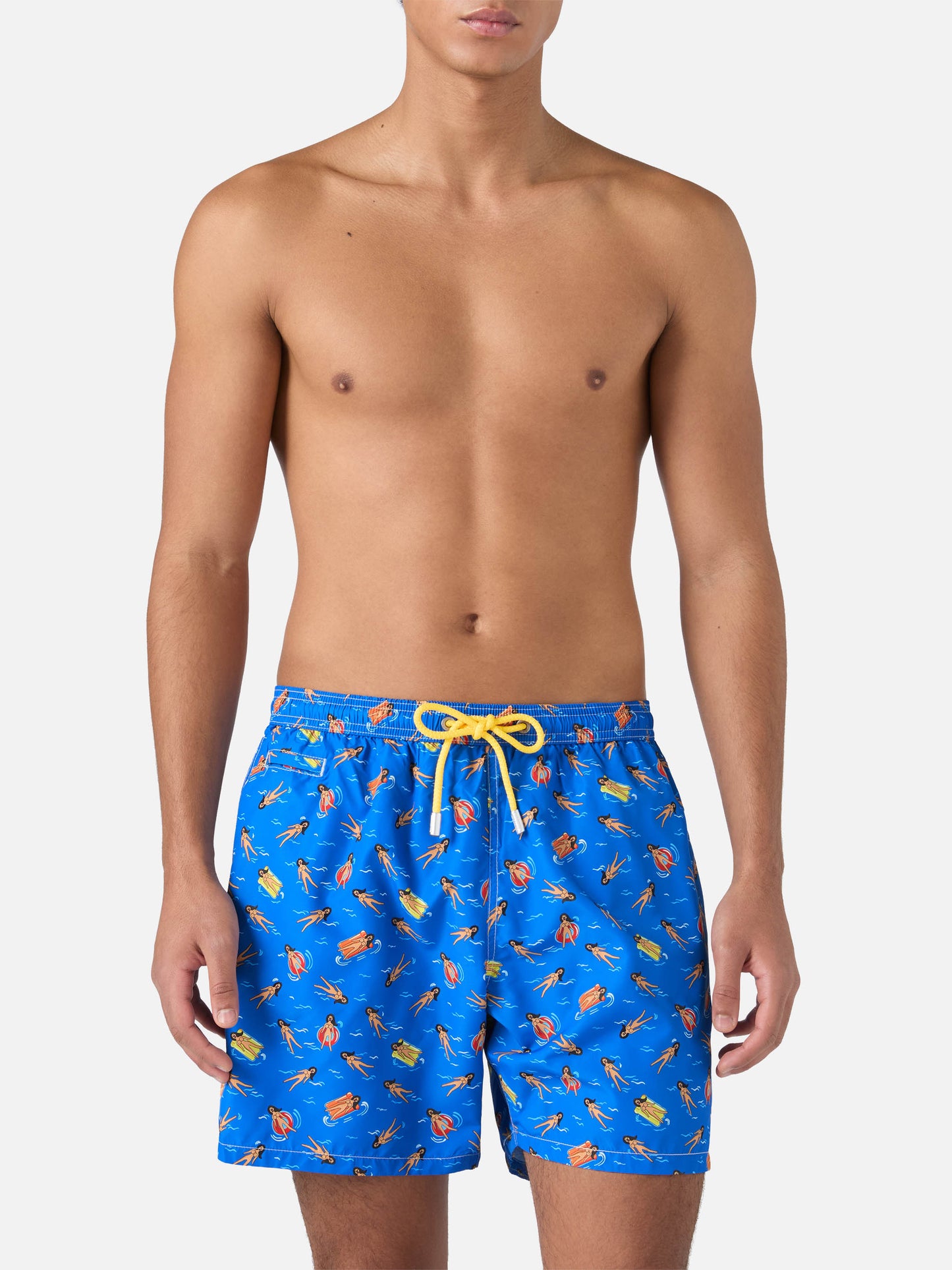 Badehose aus leichtem Stoff mit verspieltem Puppenmuster