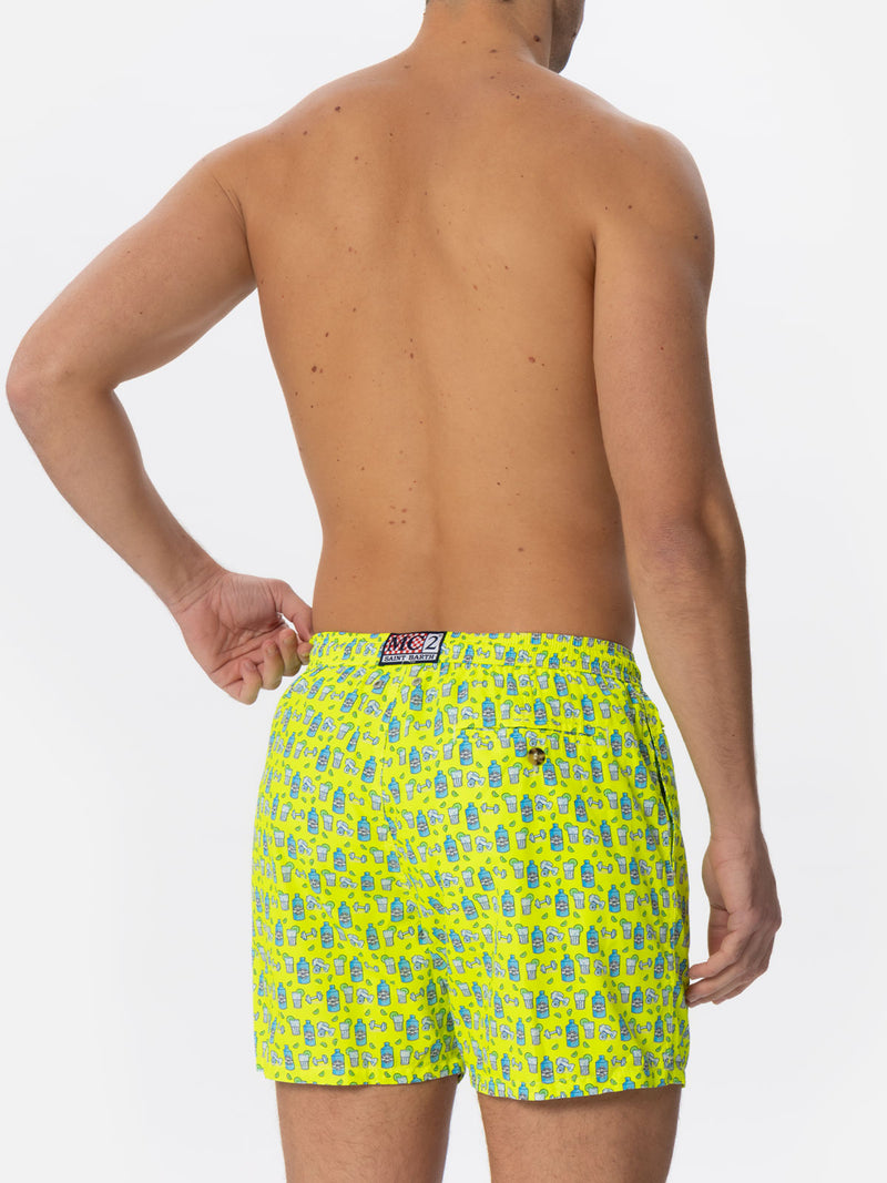 Man light fabric swim shorts with gin and gym print | GIN MARE SPECIAL EDITION