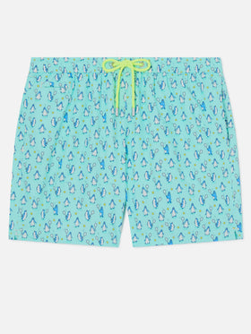 Badeshorts für Herren aus leichtem Stoff Lighting Micro Fantasy mit Pinguin-Print