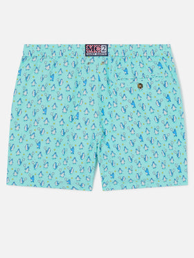 Badeshorts für Herren aus leichtem Stoff Lighting Micro Fantasy mit Pinguin-Print