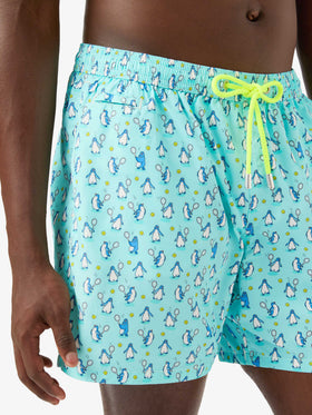 Badeshorts für Herren aus leichtem Stoff Lighting Micro Fantasy mit Pinguin-Print