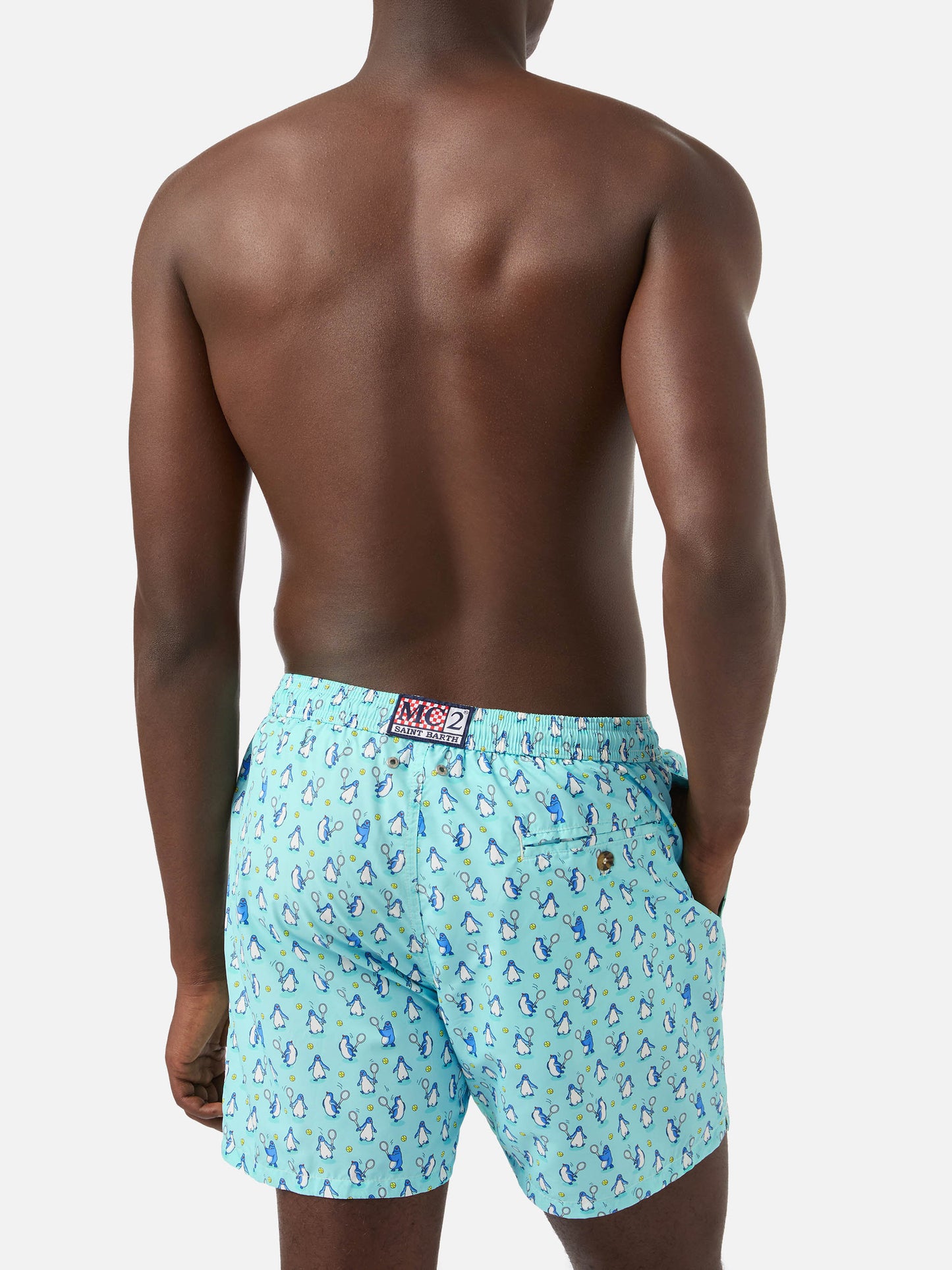 Badeshorts für Herren aus leichtem Stoff Lighting Micro Fantasy mit Pinguin-Print