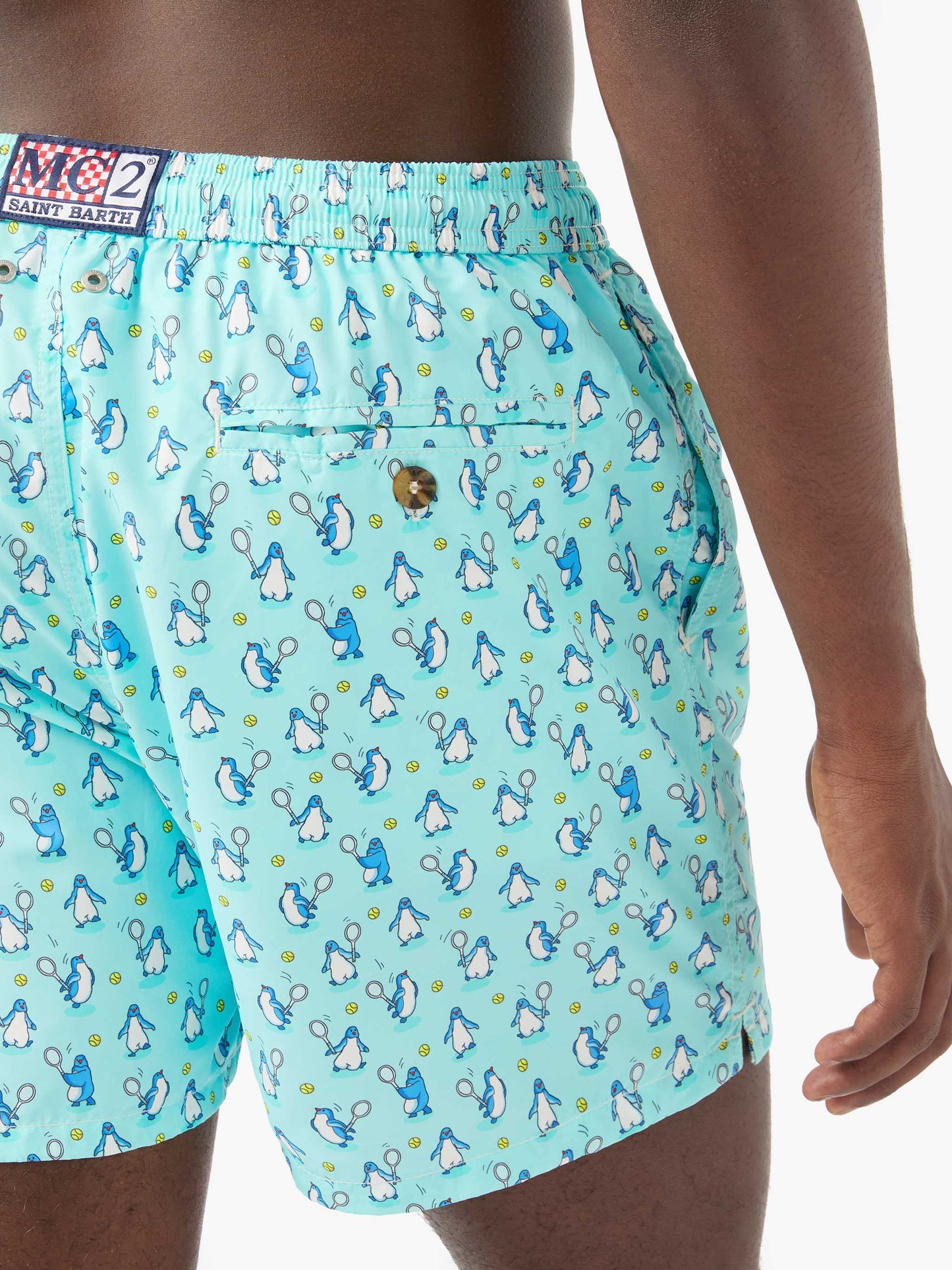 Badeshorts für Herren aus leichtem Stoff Lighting Micro Fantasy mit Pinguin-Print