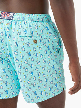 Badeshorts für Herren aus leichtem Stoff Lighting Micro Fantasy mit Pinguin-Print