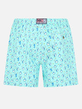 Man lightweight fabric swim-shorts Lighting Micro Fantasy with penguins print