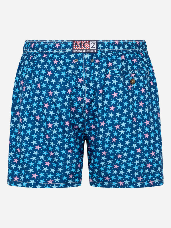 Man lightweight fabric swim-shorts Lighting Micro Fantasy with starfish print