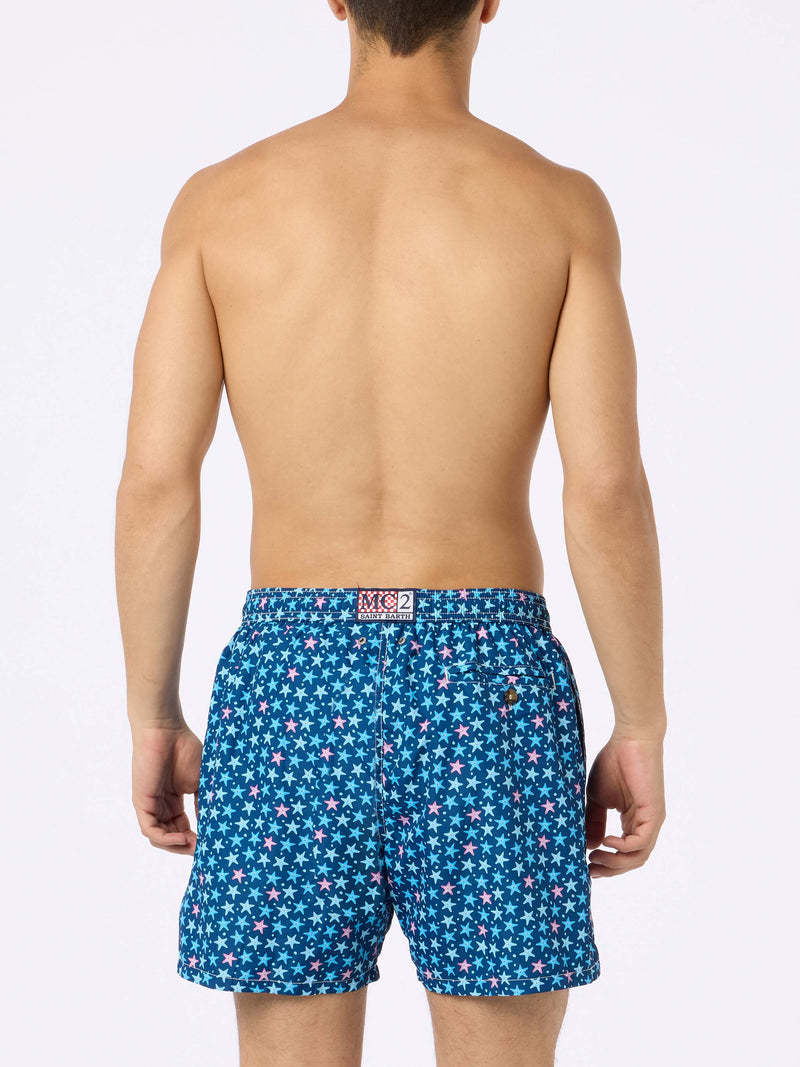 Man lightweight fabric swim-shorts Lighting Micro Fantasy with starfish print