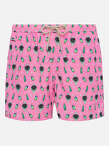 Badeshorts aus leichtem Stoff „Lighting“ mit Uhren-Print