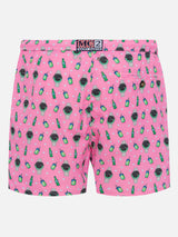 Badeshorts aus leichtem Stoff „Lighting“ mit Uhren-Print