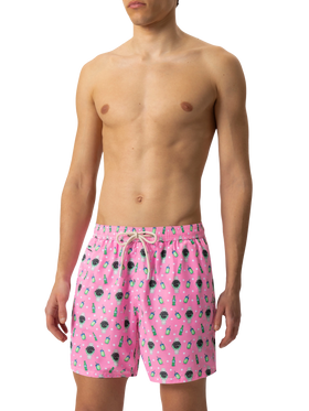 Lightweight fabric swim shorts Lighting with watch print