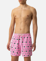 Badeshorts aus leichtem Stoff „Lighting“ mit Uhren-Print