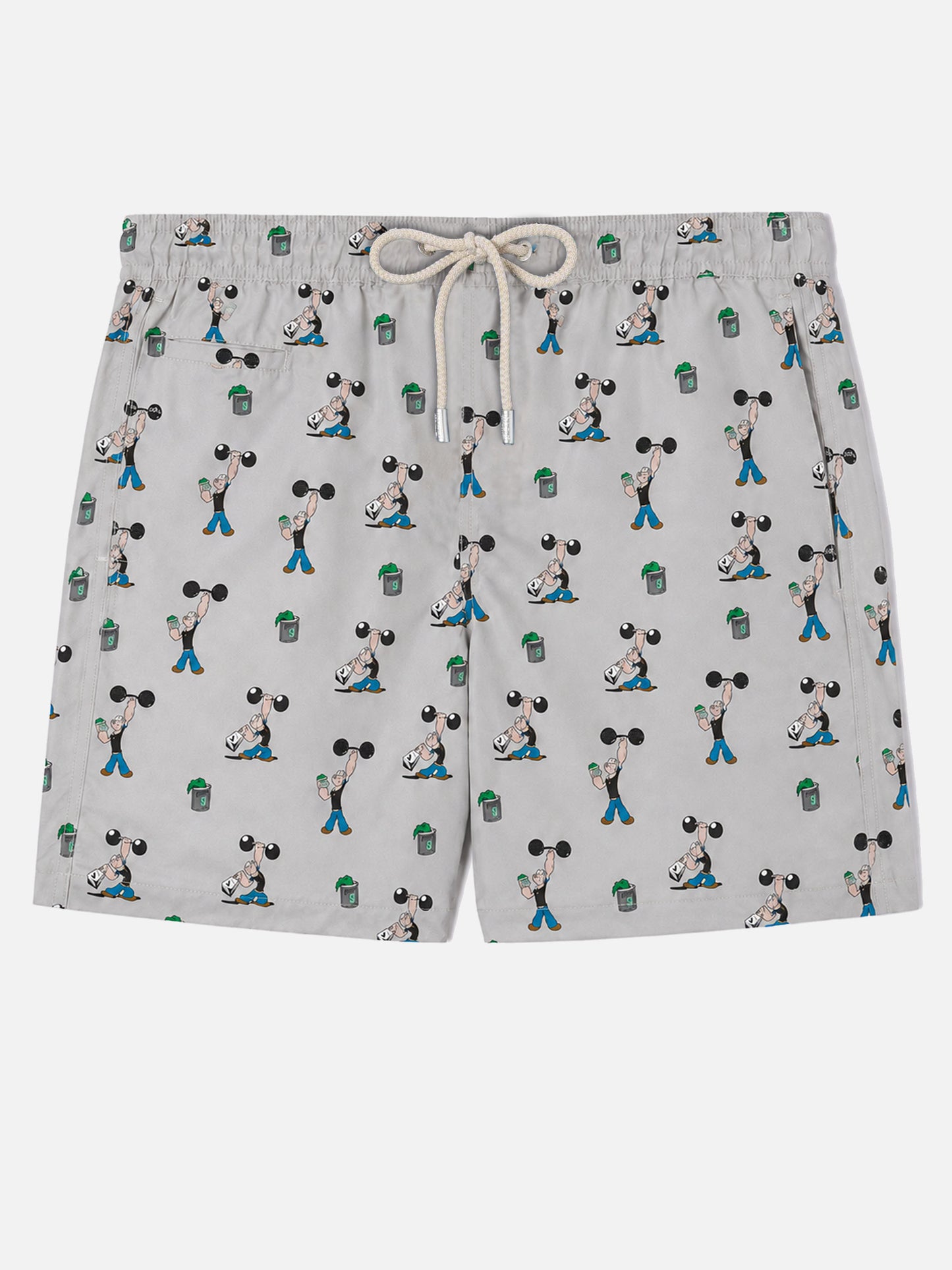 Hellgraue Lighting Micro-Badeshorts mit Popeye Allover-Print | POPEYE SPECIAL EDITION 