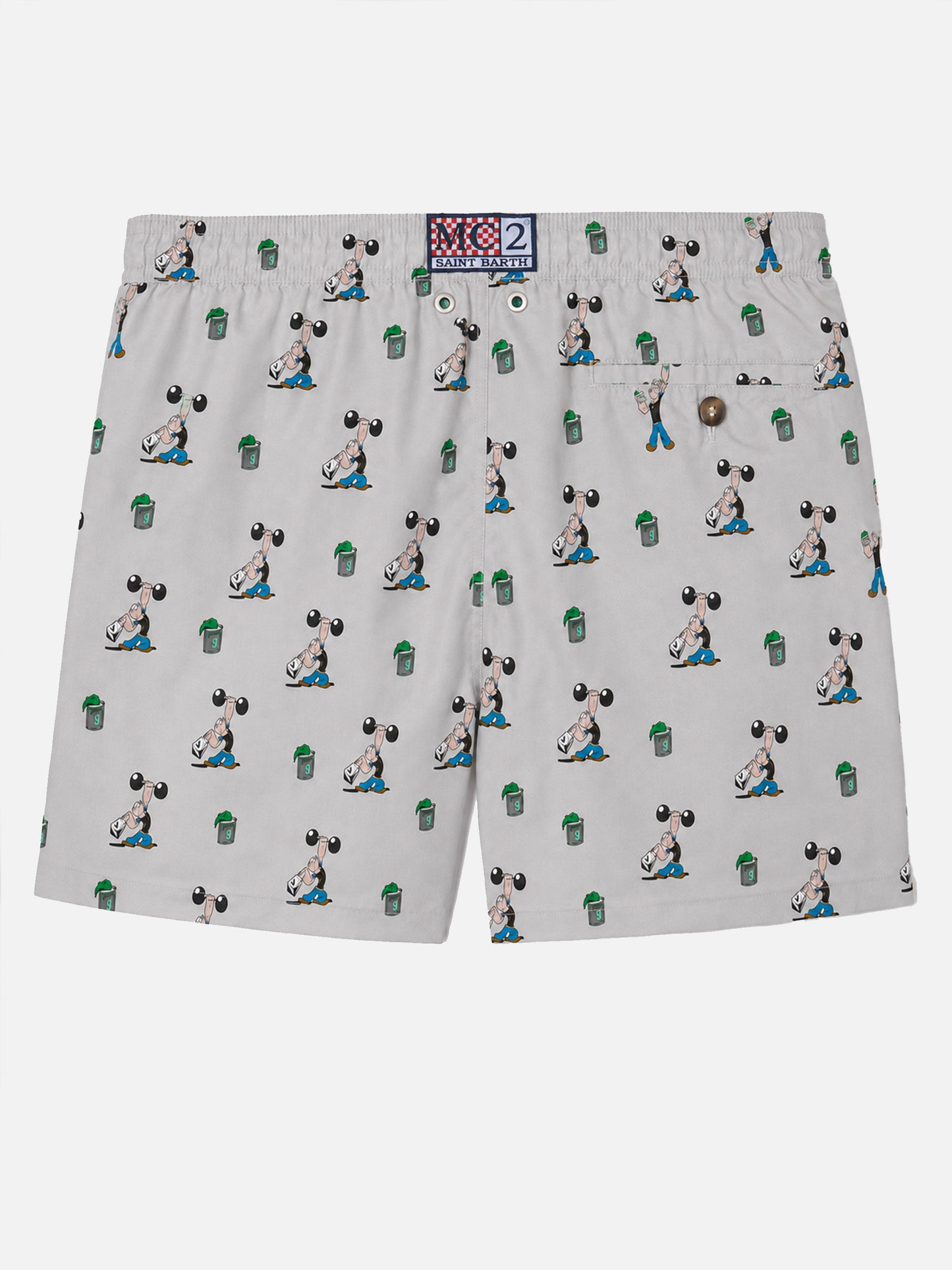 Hellgraue Lighting Micro-Badeshorts mit Popeye Allover-Print | POPEYE SPECIAL EDITION 
