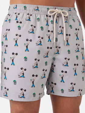 Hellgraue Lighting Micro-Badeshorts mit Popeye Allover-Print | POPEYE SPECIAL EDITION 