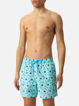 Lightweight fabric swim shorts Lighting with watch print