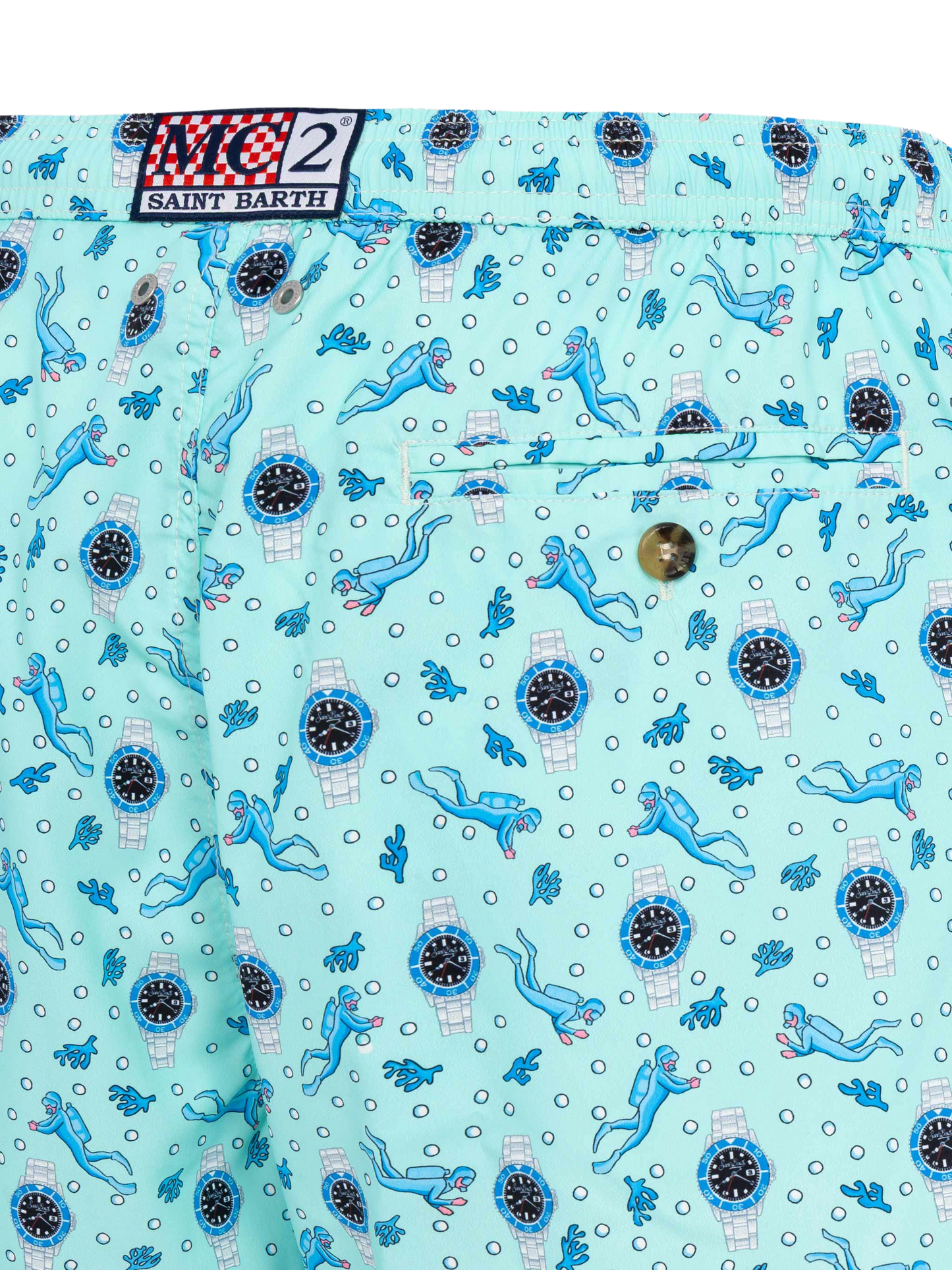 Badeshorts aus leichtem Stoff „Lighting“ mit Uhren-Print