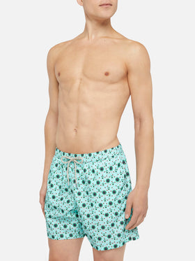 Lightweight fabric swim shorts Lighting with watch print