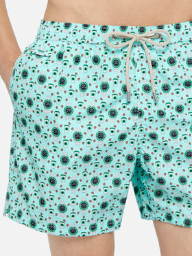 Lightweight fabric swim shorts Lighting with watch print