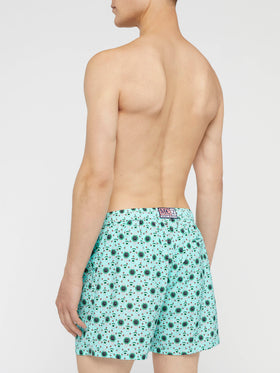 Lightweight fabric swim shorts Lighting with watch print