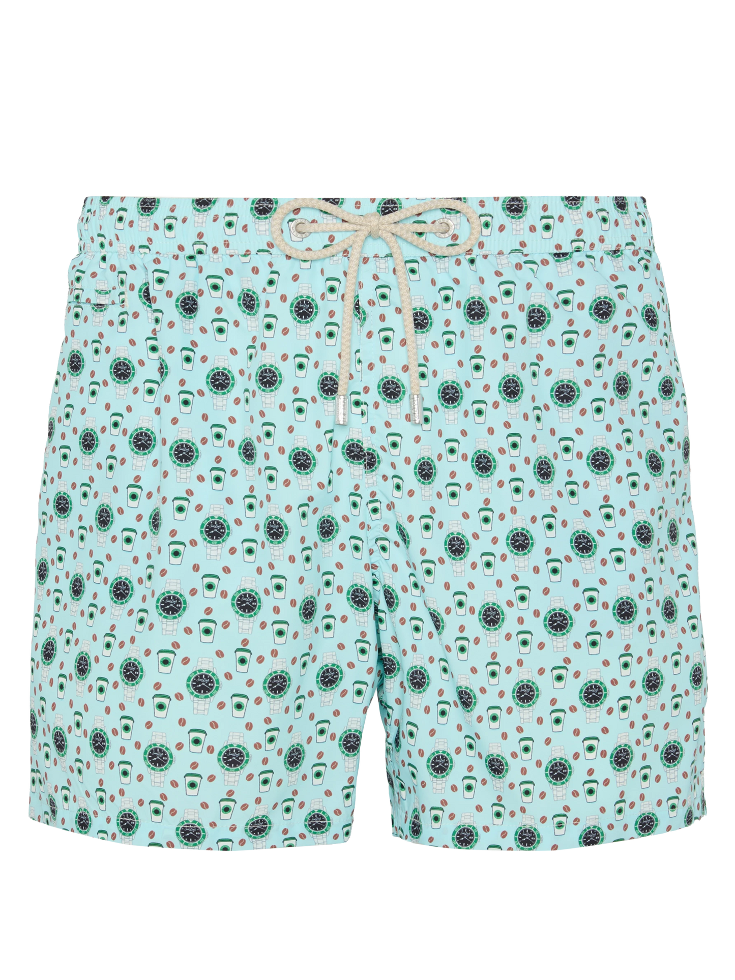 Lightweight fabric swim shorts Lighting with watch print