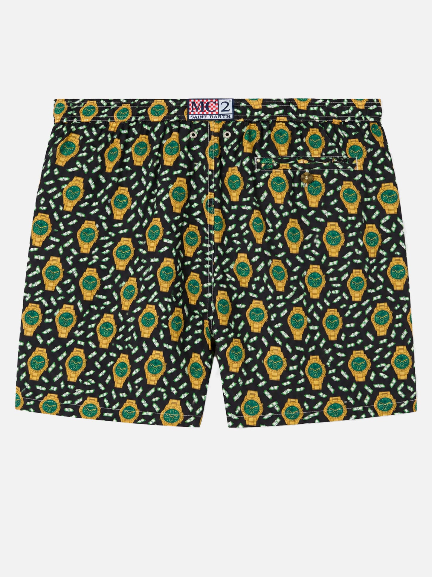 Badeshorts aus leichtem Stoff „Lighting“ mit Uhren-Print