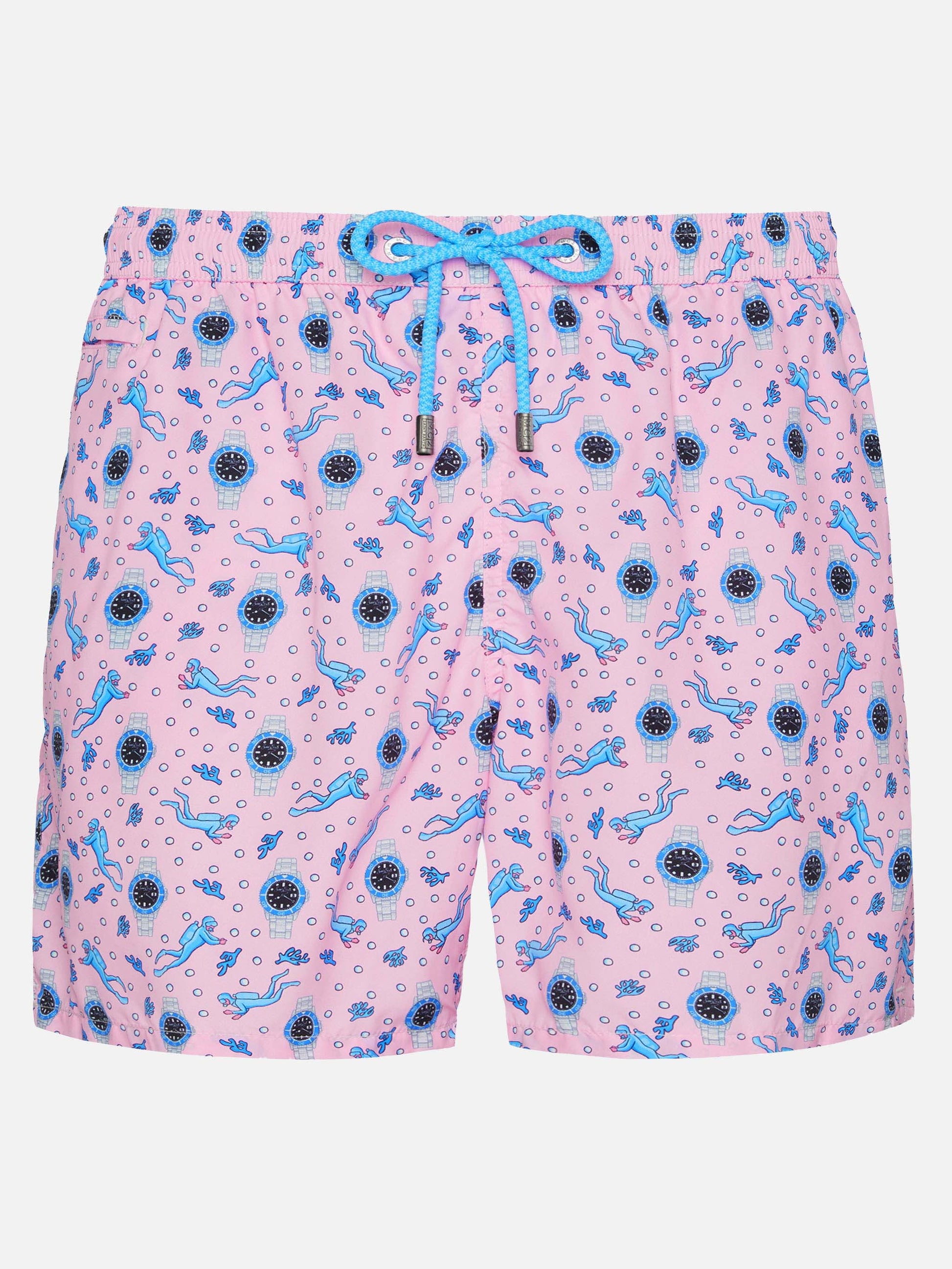 Lightweight fabric swim shorts Lighting with watch print - MC2 Saint Barth