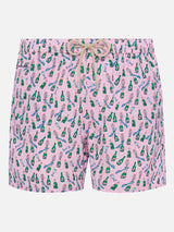 Lightweight fabric swim shorts Lighting with sabrage and bottle print