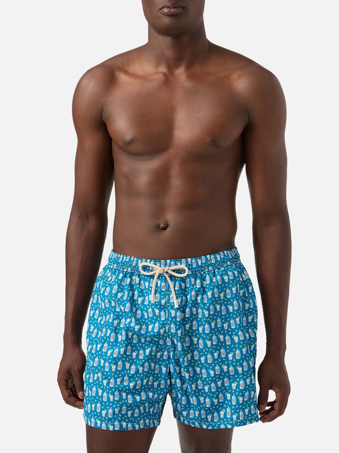 Costume mare in tessuto leggero con stampa cocktail gin tonic