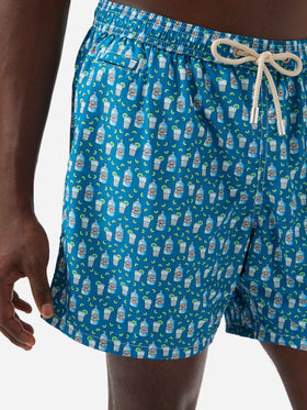 Costume mare in tessuto leggero con stampa cocktail gin tonic