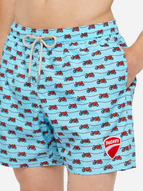 Lightweight fabric swim shorts Lighting with Ducati print | DUCATI MOTOR SPECIAL EDITION - MC2 Saint Barth